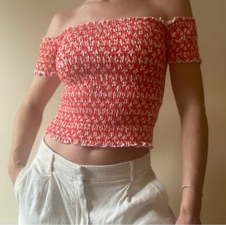 Top Stradivarius Fruncido Floral M