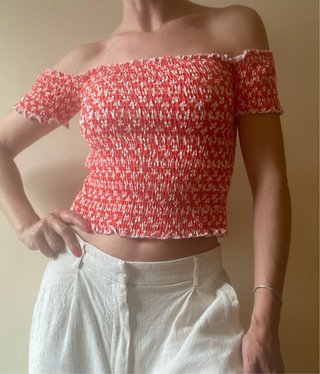 Top Stradivarius Fruncido Floral M