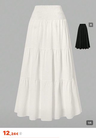 Falda larga blanca con volantes