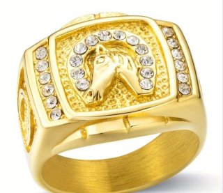 Anillo de acero inoxidable chapado en oro