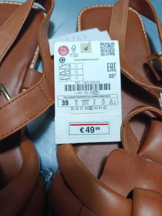 Sandalias Zara Piel T.39 Marrón