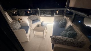 Juego Terraza Mimbre Blanco/Azul