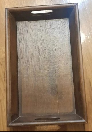 Lote 4 bandejas madera y mimbre