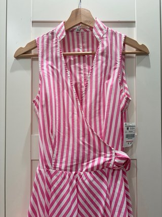 Vestido Zara Rayas Rosas Talla M