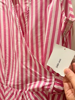 Vestido Zara Rayas Rosas Talla M