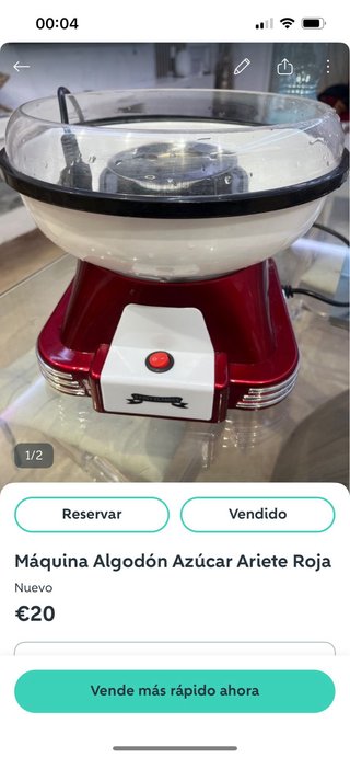 Máquina Algodón Azúcar Ariete Roja
