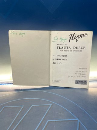cuaderno practico, Método de flauta dulce por medio de canciones. Higma. 1975