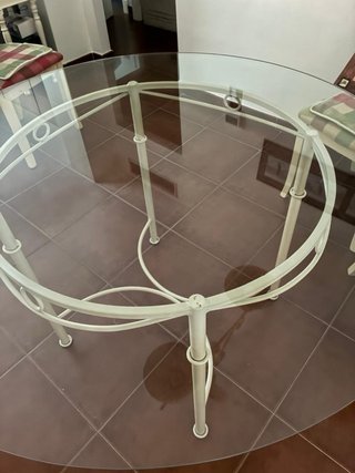 Mesa redonda cristal y hierro forjado