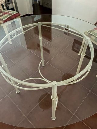 Mesa redonda cristal y hierro forjado