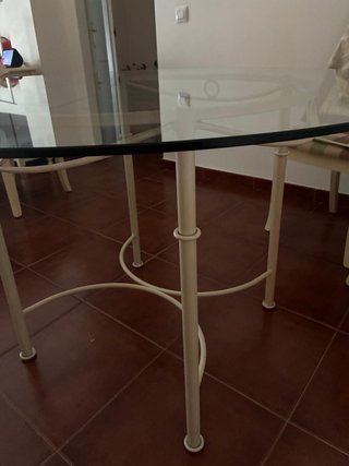Mesa redonda cristal y hierro forjado