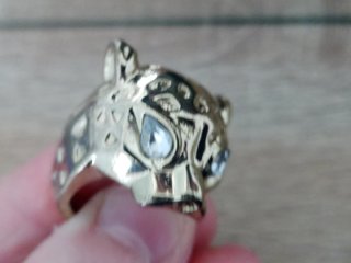 Anillo Cabeza Leopardo Dorado