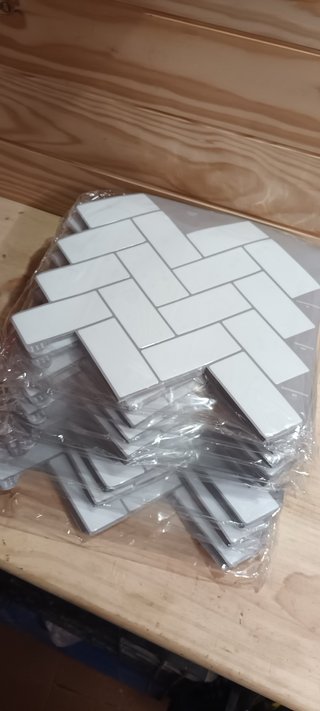 Azulejos Adhesivos Espiga Blanco