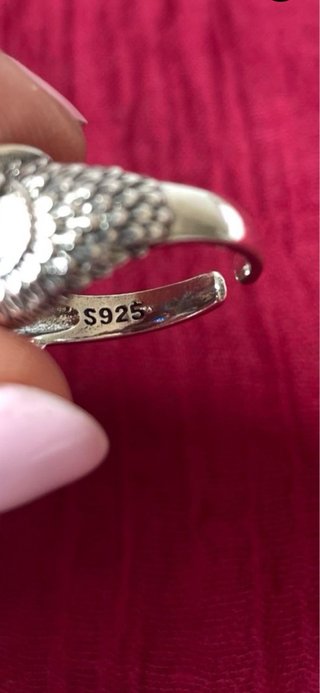 Anillo búho plata 925 con ojos azules