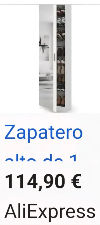 Zapatero vertical blanco con espejo