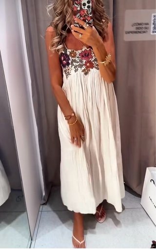 Vestido Zara bordado floral Talla XL