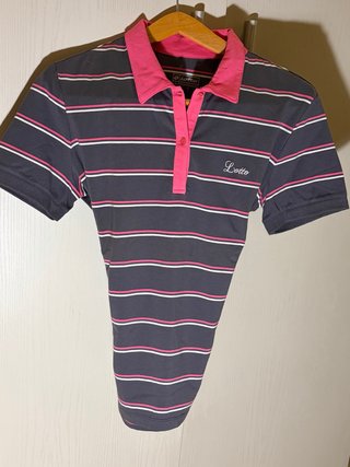 Polo Lotto grigio righe bianche e fucsia.taglia 46