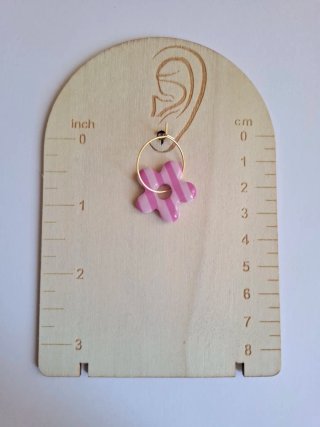 Pendientes Aro Charm Flor rayas rosa