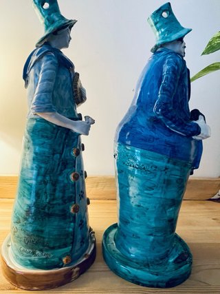 Coppia statue ceramica uomo donna