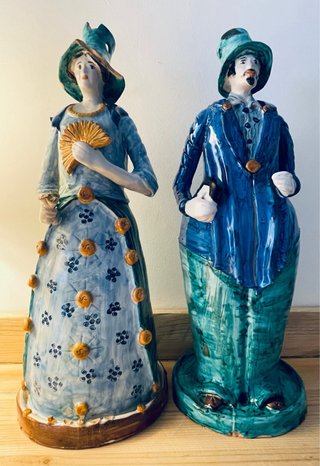 Coppia statue ceramica uomo donna