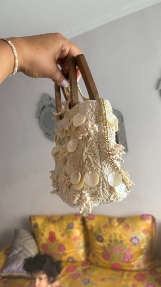 Bolso Zara Beige/Blanco Adornado