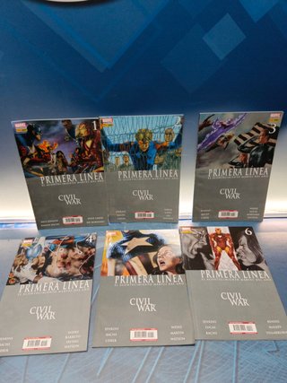 cómic, Civil War 01 AL 7 + Primera Linea. Completa. (2007) más extras (PERIÓDICO)