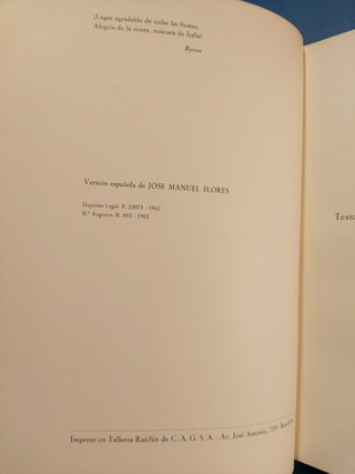 Venecia, La Máscara de Italia. Marcel Brion. Editorial Argos, 1962.