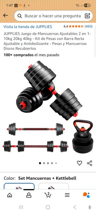 Kit Pesas Barra y Mancuernas 40kg