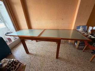 Mesa de comedor madera y cristal