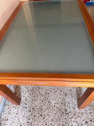 Mesa de comedor madera y cristal