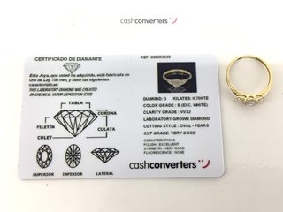 anillo oro 18k con piedra con diamante de laboratorio