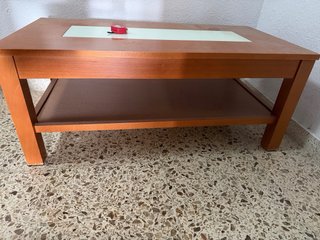 Mesa baja madera y cristal