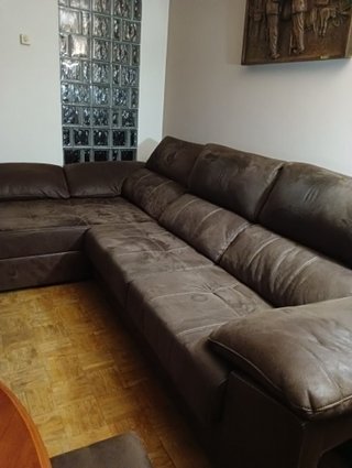Sofá chaise longue marrón piel