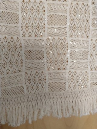 Conjunto beige pantalón y top crochet