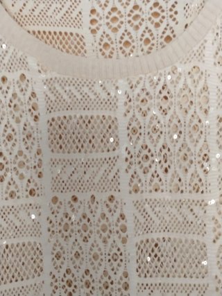 Conjunto beige pantalón y top crochet