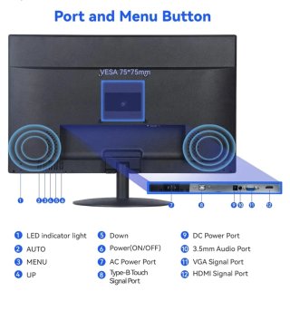 Monitor Táctil 21.5 FHD 1920x1080 75Hz