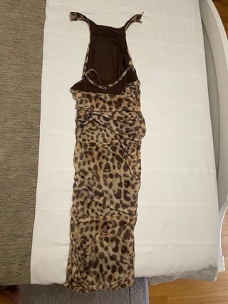 Vestido Leopardo Zara Halter Midi