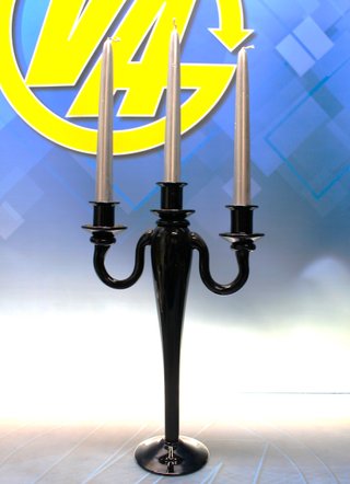 Candelabro de cristal negro 3 brazos.