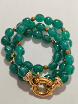 Collar Jade Esmeralda Cierre Baño Oro
