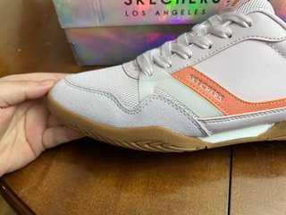 Deportivas Skechers Piel Lavanda y Naranja