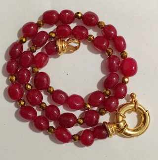 Collar Jade Irregular Rubí Hematites Cierre baño O