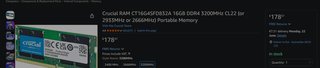 Crucial 16GB DDR4 3200MHz CL22 SODIMM Mais rápida