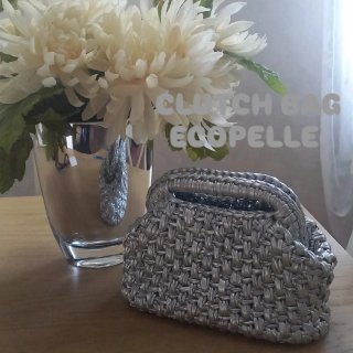 Clutch bag uncinetto fettuccia argento