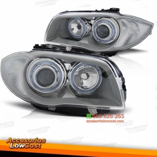 FAROS OJOS ANGEL BMW SERIE 1 04 -11 GRIS-CROMO