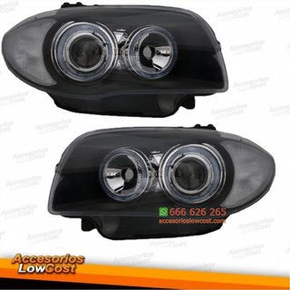 FAROS OJOS ANGEL BMW SERIE 1  04-11  FONDO NEGRO