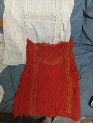 Camiseta Boho Naranja y Blanca Talla XS/M