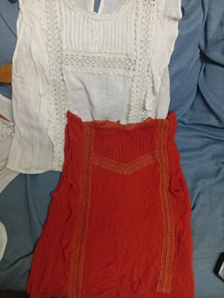 Camiseta Boho Naranja y Blanca Talla XS/M