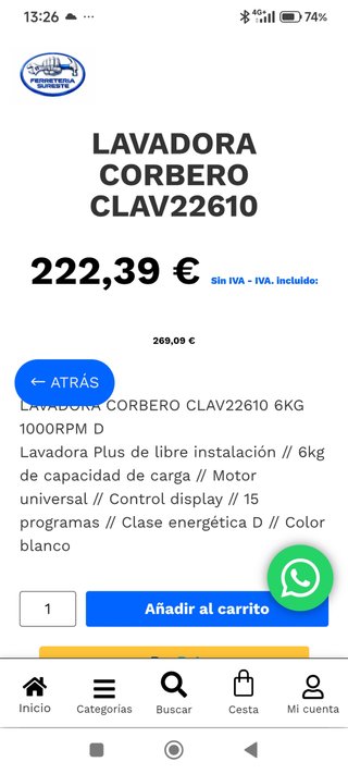 Lavadora Corberó a estrenar
