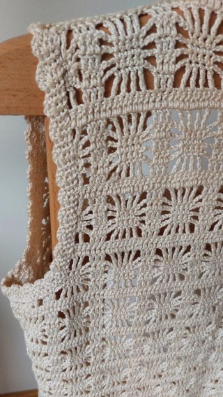 Chaleco de ganchillo beige talla única