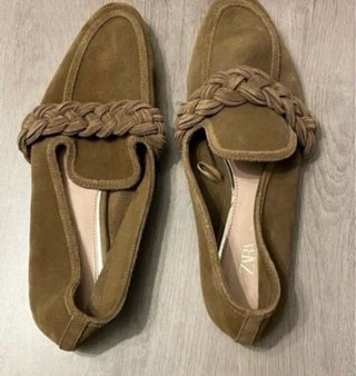 Mocasines Zara Piel Marrón Trenzado