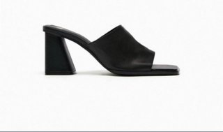 Sandalias Zara Piel Tacón Bloque Negro